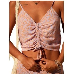 NEW Roxy Vibrant Light Strappy Crop Top Orange Hawaiian Heat